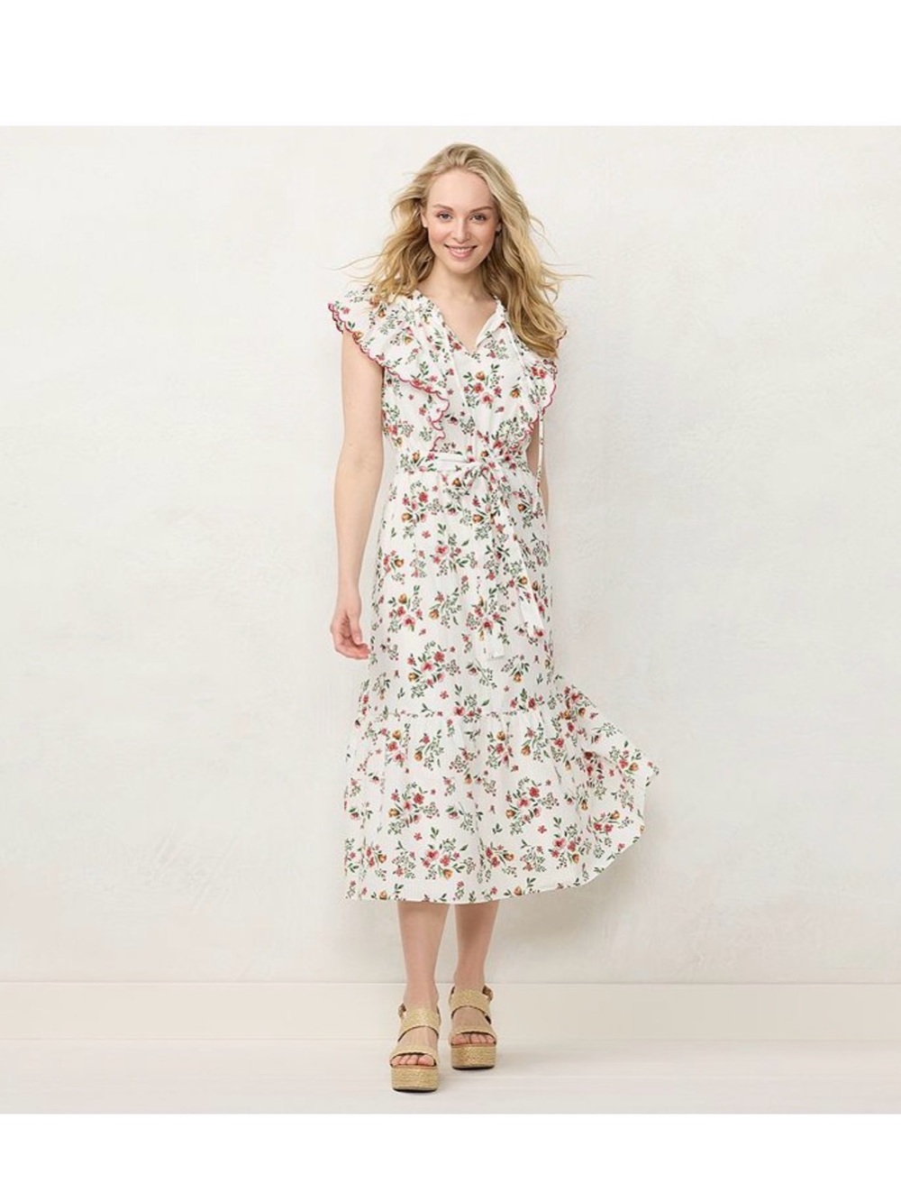 NWT Lauren Conrad floral cotton mid dress.